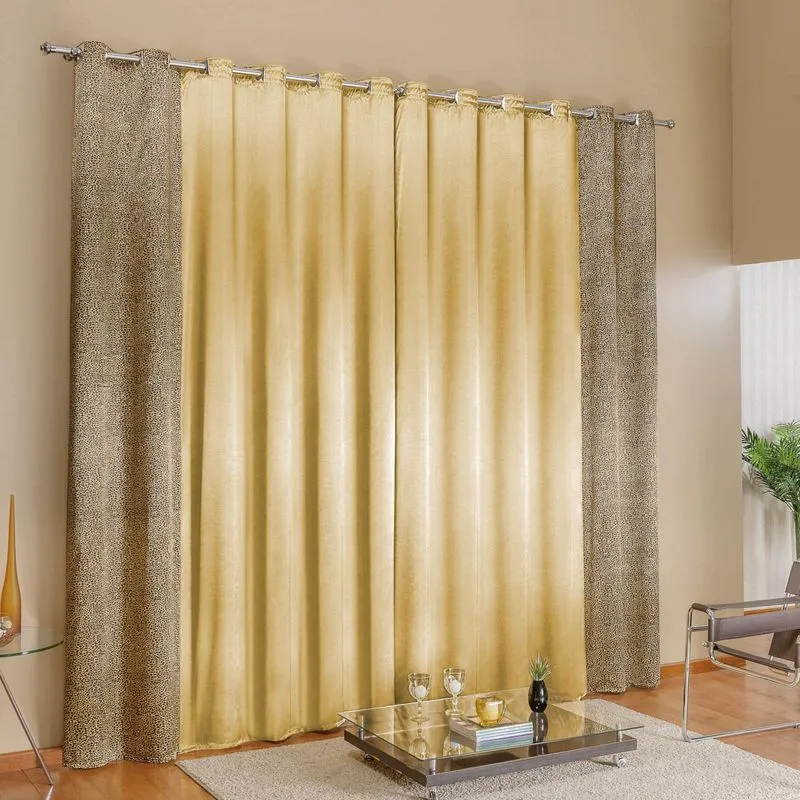 Cortina 3 Folhas Safari Bia Enxovais 2,00mx1,60m Dourado