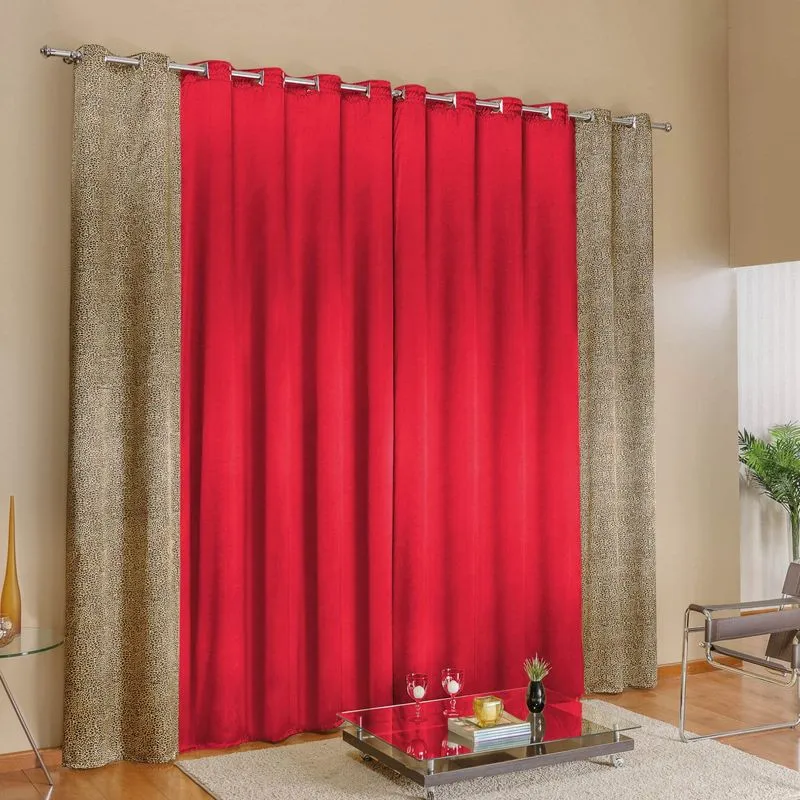 Cortina 3 Folhas Safari Bia Enxovais 3,00mx2,60m Vermelho