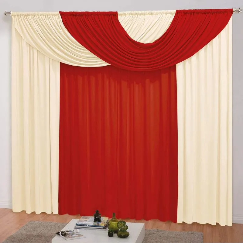 Cortina 2 Folhas Mariana Bia Enxovais 2,00mx1,60m Palha/Vermelho