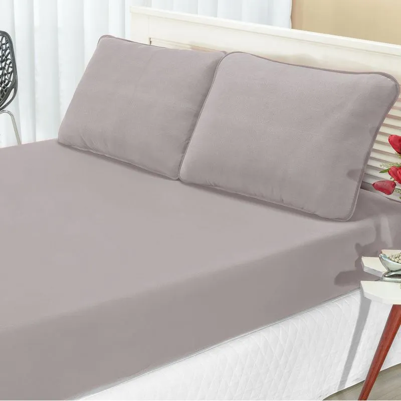 Jogo de Cama Queen Malha 3 Peças Quality Bia Enxovais Cinza