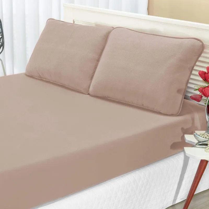 Jogo de Cama Queen Malha 3 Peças Quality Bia Enxovais Avelã