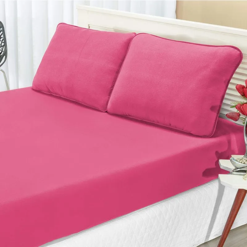 Jogo de Cama King Malha 3 Peças Quality Bia Enxovais Pink