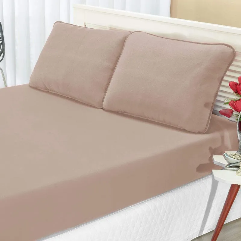 Jogo de Cama King Malha 3 Peças Quality Bia Enxovais Avelã