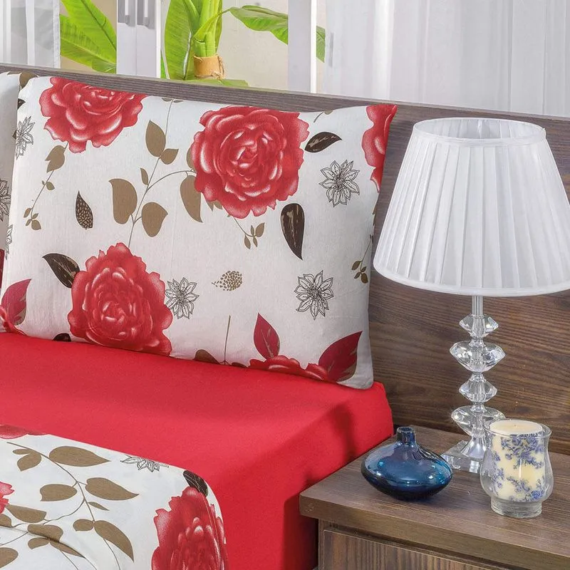 Jogo de Cama Solteiro Malha 2 Peças Quality Bia Enxovais Vermelho