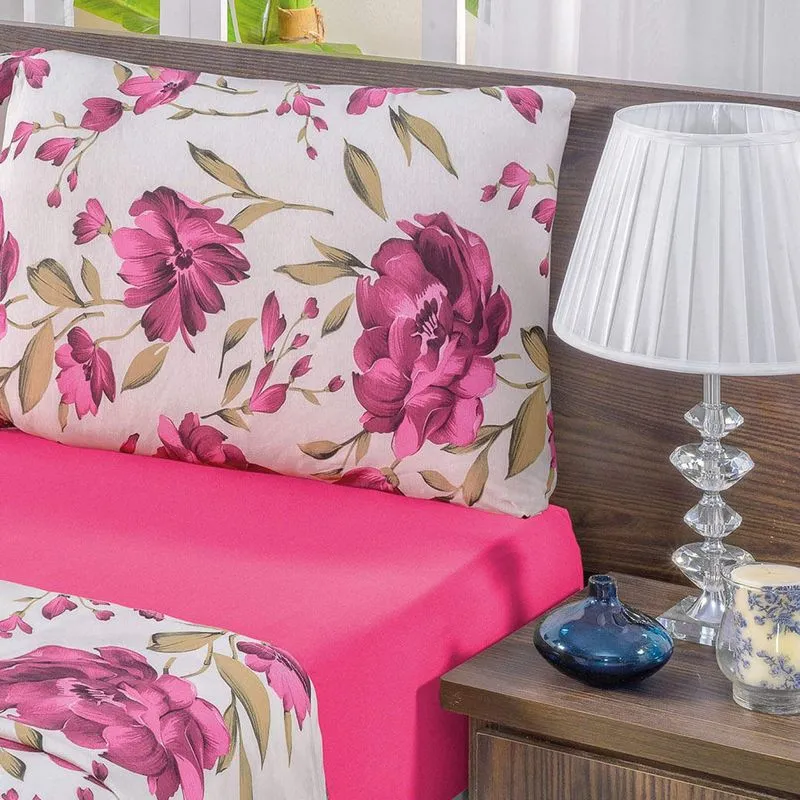 Jogo de Cama Solteiro Malha 2 Peças Quality Bia Enxovais Pink