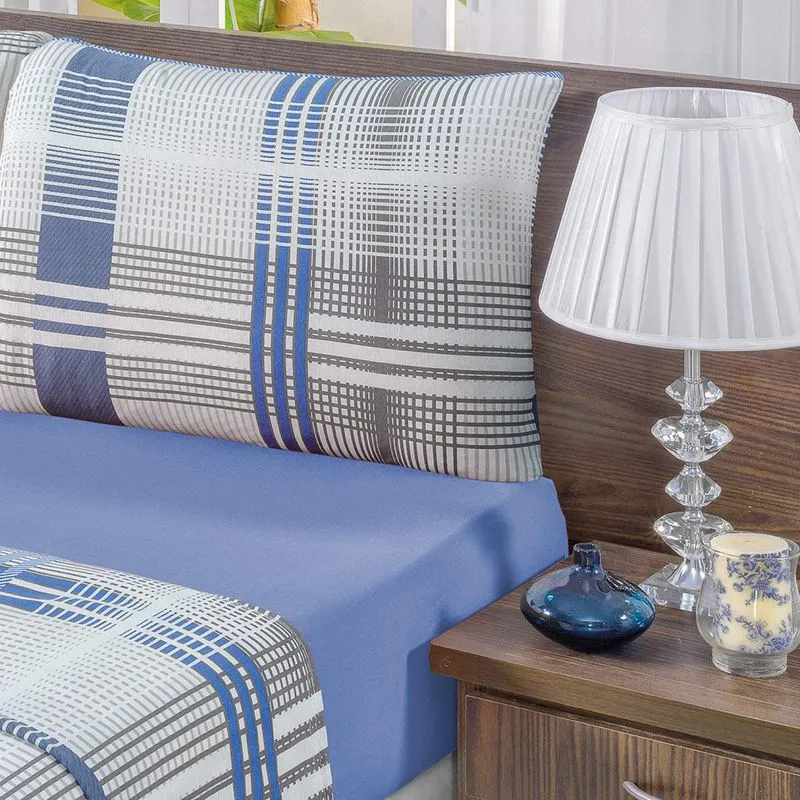 Jogo de Cama Solteiro Malha 2 Peças Quality Bia Enxovais Azul