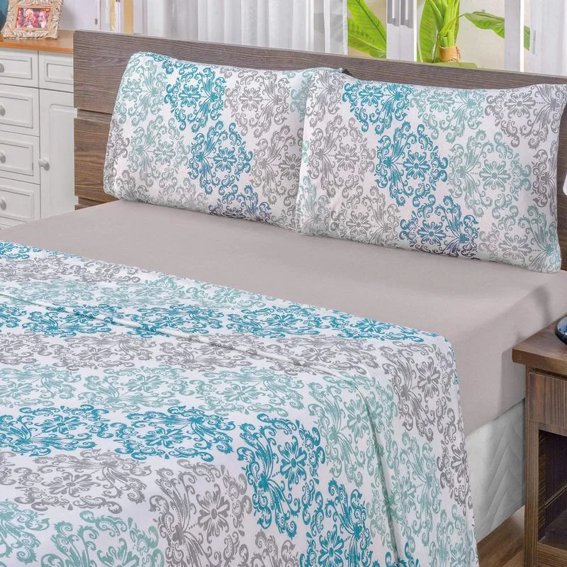 Jogo de Cama King Malha 3 Peças Quality Bia Enxovais Cinza