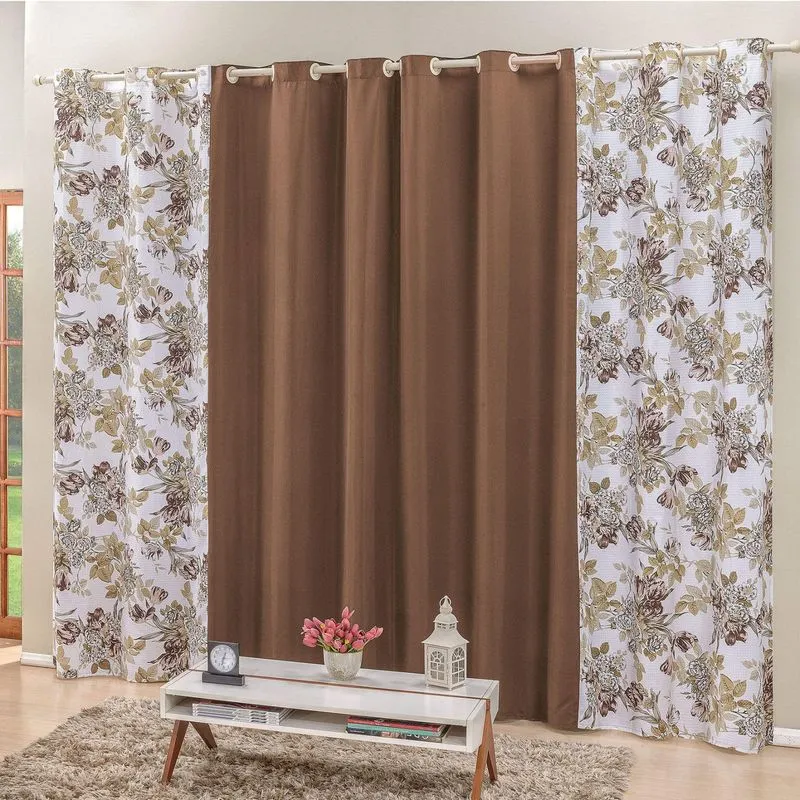 Cortina 2 Folhas Floratta Bia Enxovais 3,00mx2,50m Capuccino