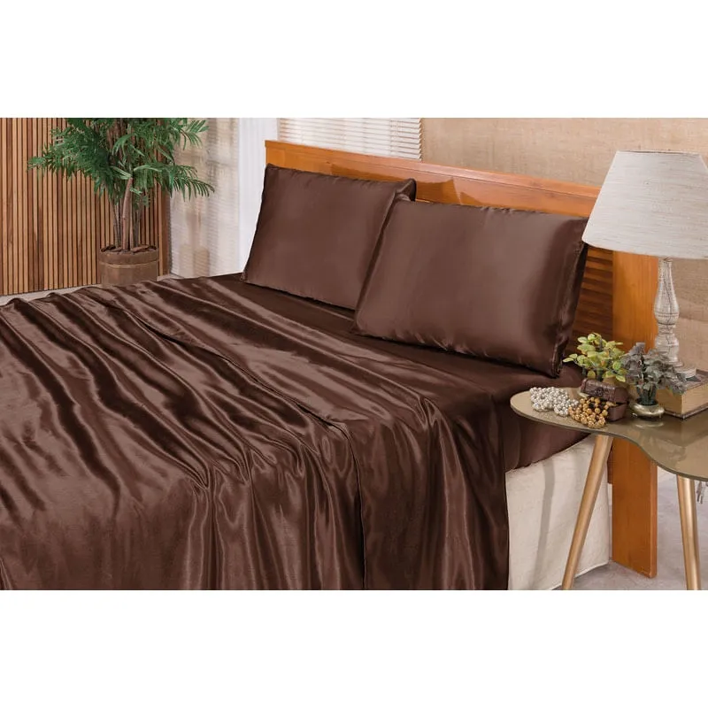 Jogo de Cama Casal Queen Romantic 4 Peças Cetim Charmousse