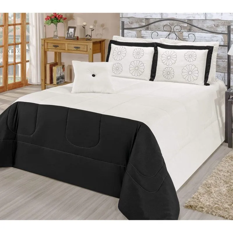 Kit Colcha King 4 Peças Munique Bia Enxovais Preto