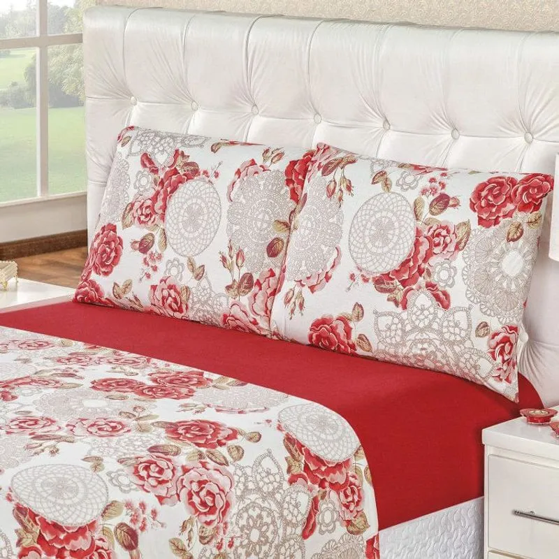 Jogo de Cama King 4 Peças Algodão Quality Bia Enxovais