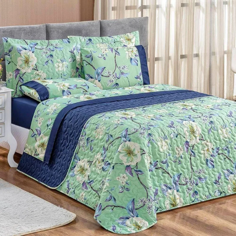 Cobre Leito Solteiro 200 Fios Dupla Face Estampado 2 Peças Naturalle Flower