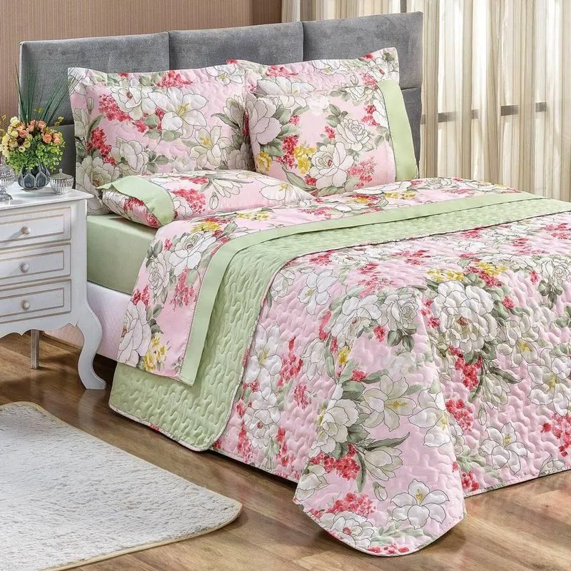 Cobre Leito Estampado Micropercal 200 Fios Naturale Queen 03 Peças - Killy