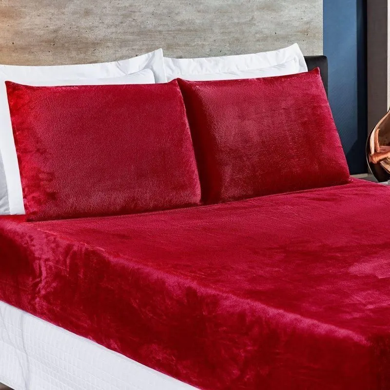 Jogo De Cama Solteiro Biasoft Manta Flannel 2 Peças - Vermelho