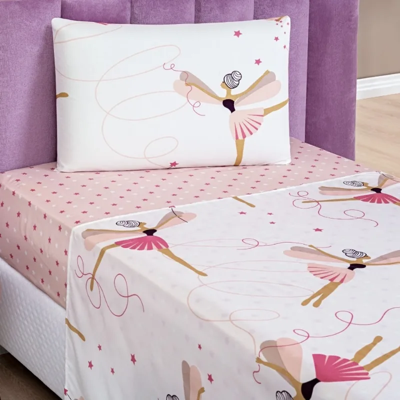 Lençol Jogo de Cama Bouti Kids Solteiro 03 Peças Bailarina