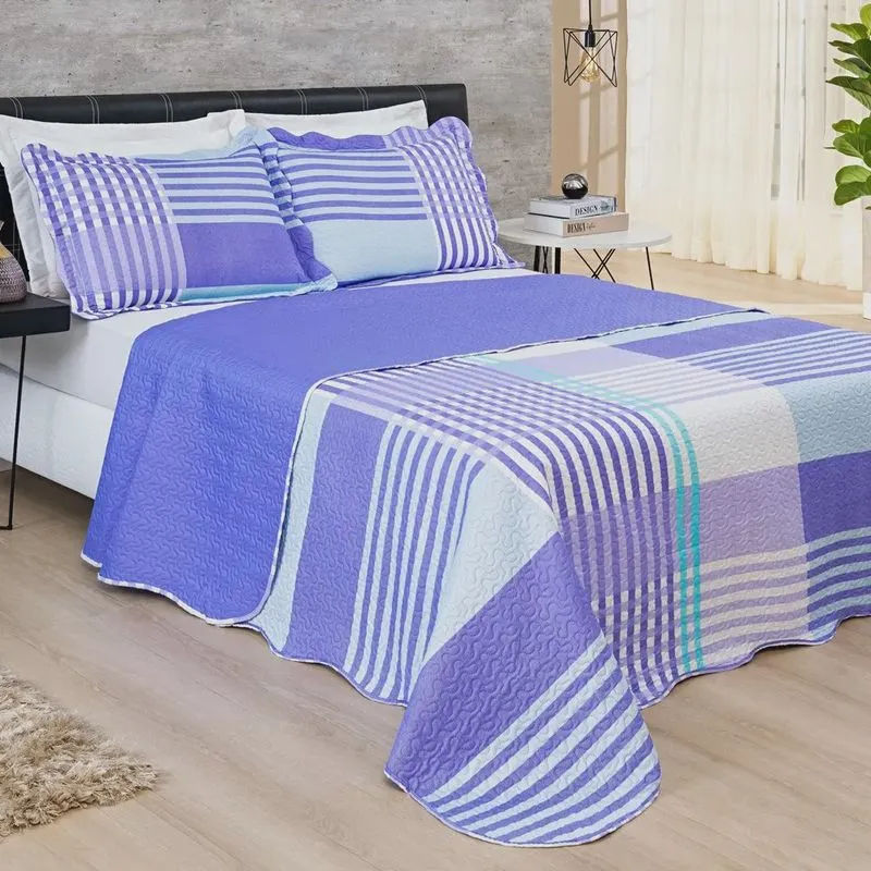 Colcha Estampada Dupla Face Bouti Casal 03 Peças - Nivus