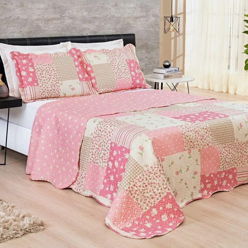 Colcha Estampada Dupla Face Bouti Casal 03 Peças - Cloud