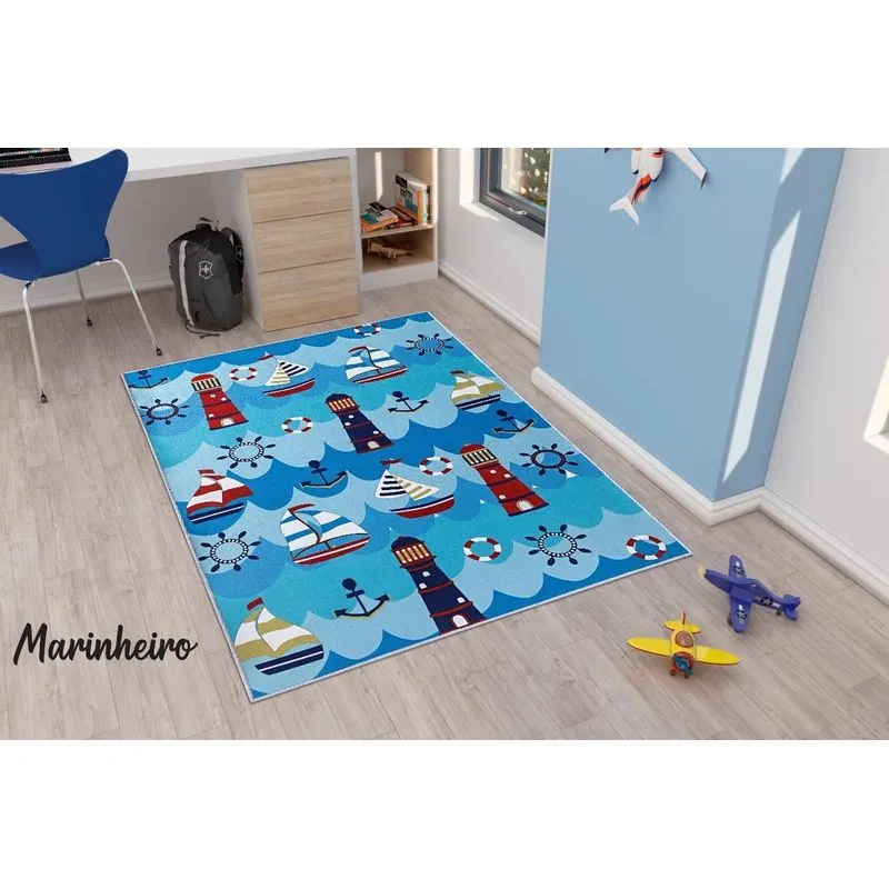 Tapete Infantil Fundo Emborrachado Marinheiro 1mx1,40m