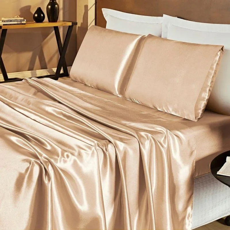 Jogo De Cama Lençol Cetim King Romantic 04 Peças - Bronze