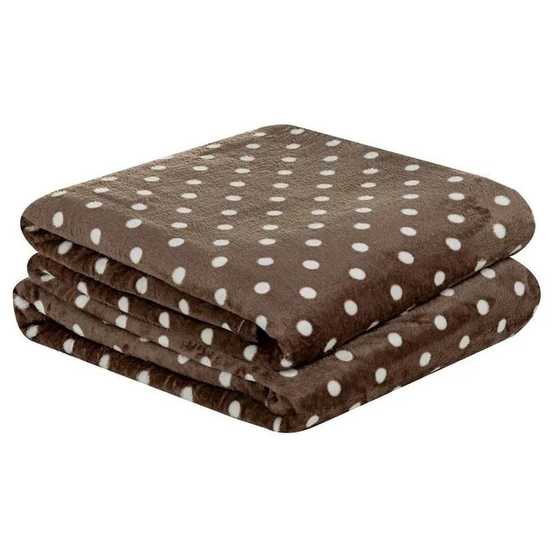Manta Estampada Petit Poá Queen 01 Peça - Caqui