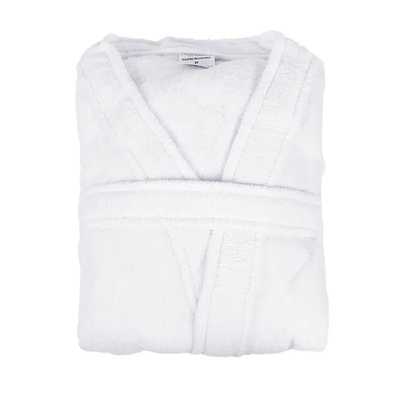 Roupão Kimono Microfibra Plush Antipilling Antialérgico Chronos P - Branco