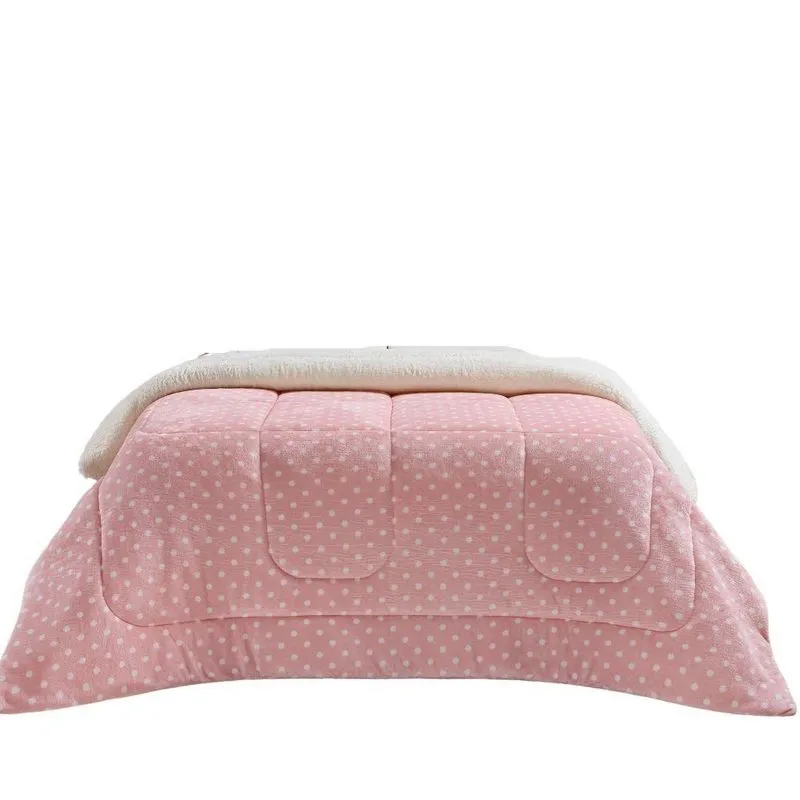 Edredom King Coberdrom Dupla Face Sherpa E Flannel Petit Poá