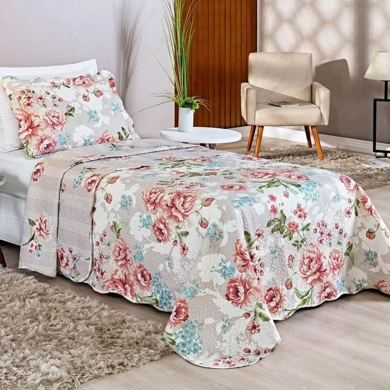 Colcha Estampada Dupla Face Bouti Solteiro 02 Peças - Fresi