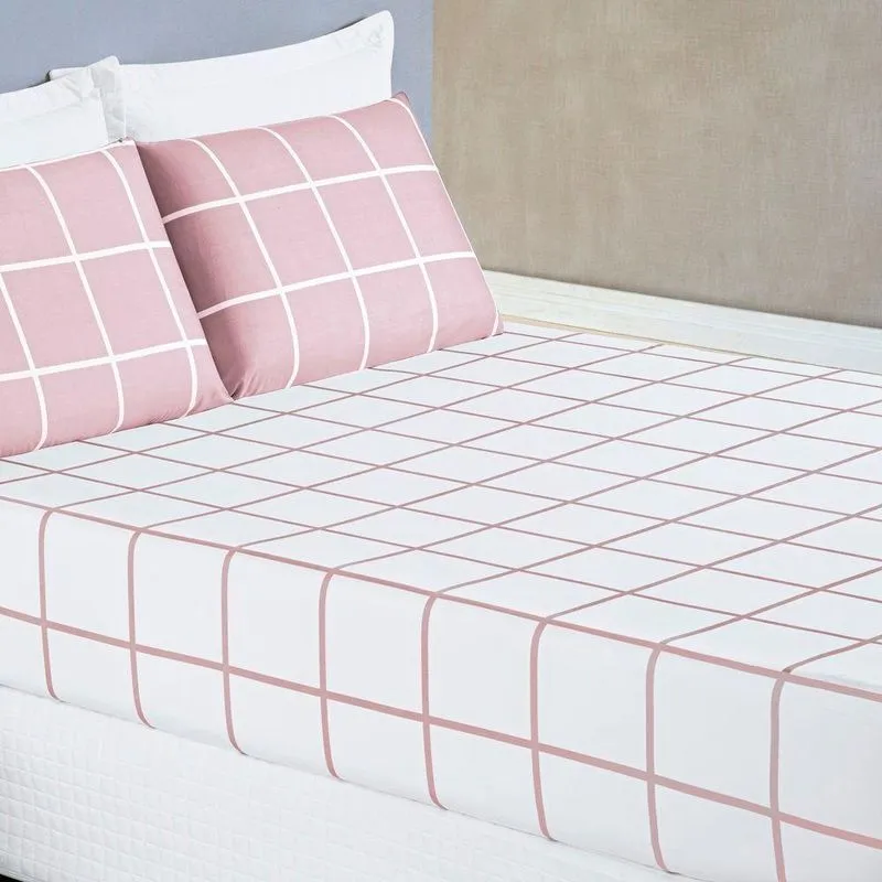Jogo De Cama Lençol 200 Fios Austin King 03 Peças - Rosa