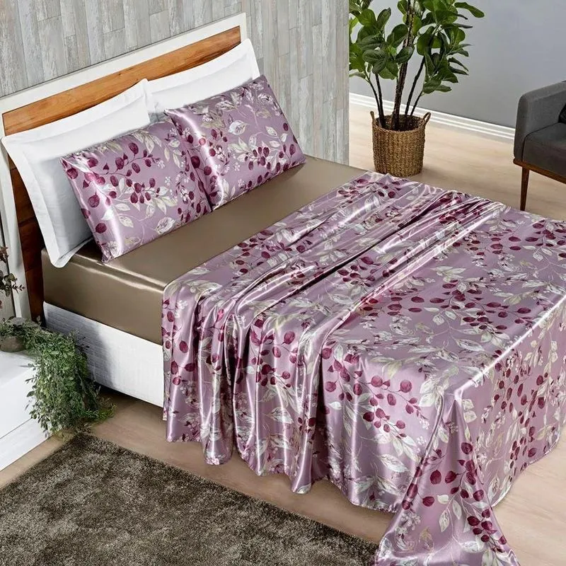 Jogo De Cama Alya Casal Padrão 04 Peças Rosa Esplendor