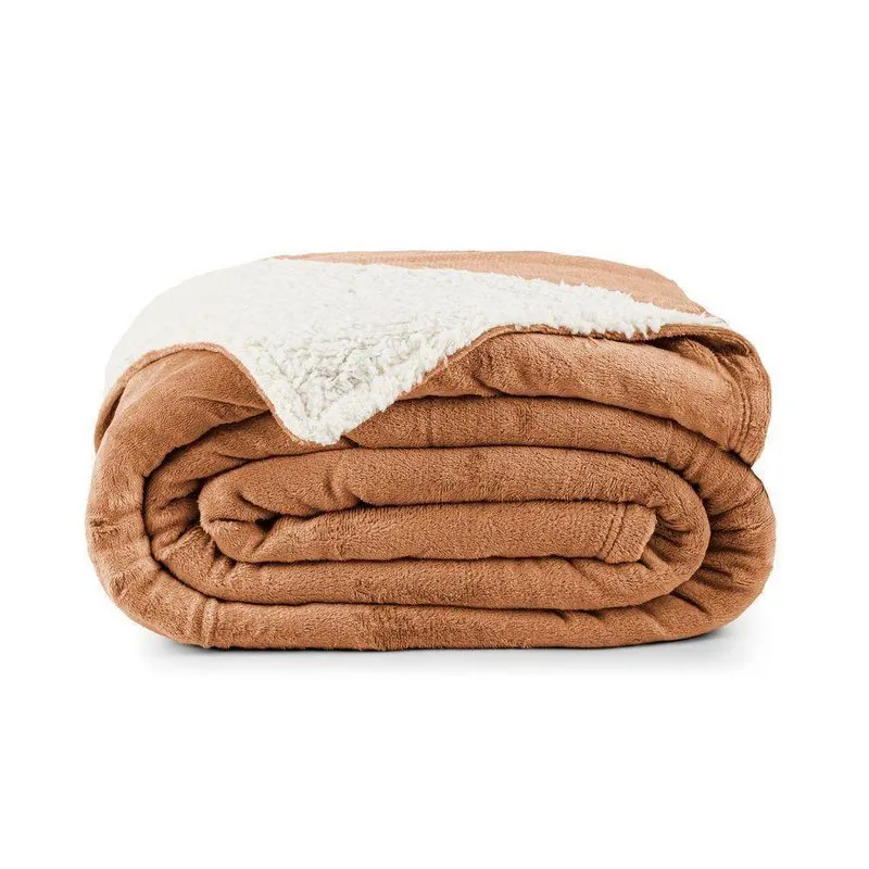 Cobertor Alaska Queen 240cm X 220cm 100% Poliéster Sherpa Aconchegante Apricot Bia Enxovais