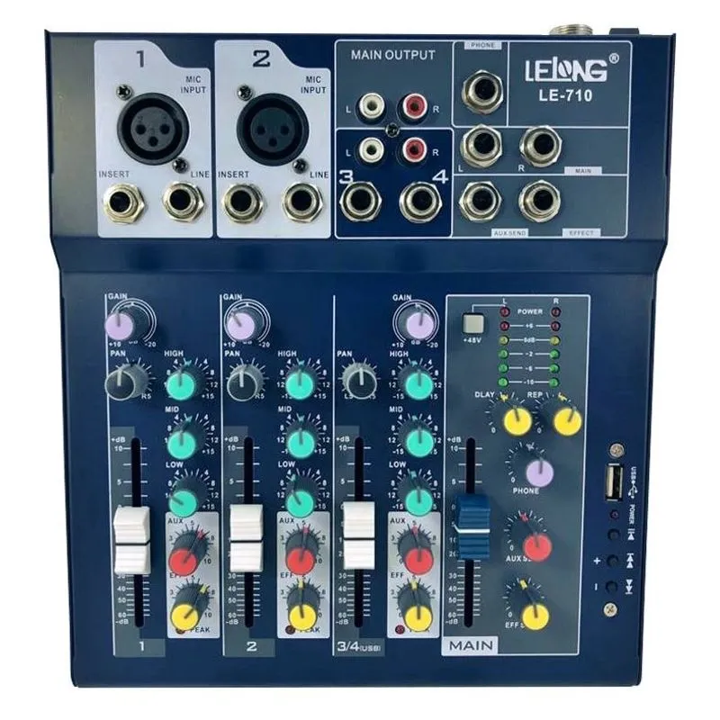 Mesa De Som Bluetooth 4 Canais P10 Usb Microfone Mp3 Player