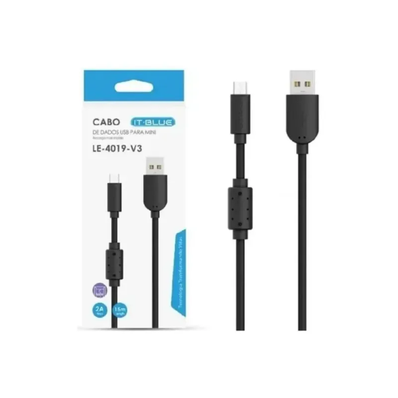 Cabo De Dados Usb Para Mini Usb Com Filtro V3 1,5m - Compativel PS3