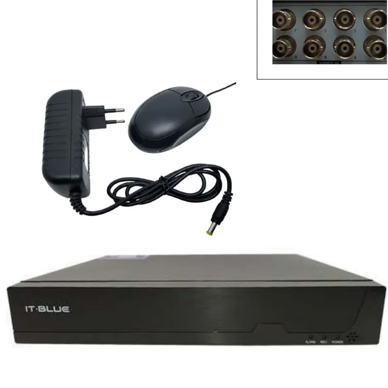 DVR FULL HD 8 CANAIS 5.0MP C/ FONTE E MOUSE ITBLUE
