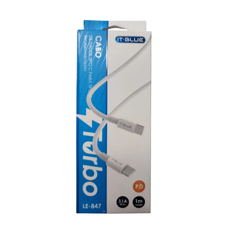 CABO DE DADOS USB-C TURBO 1METRO LE 847 IT BLUE - Zbrasil Informática