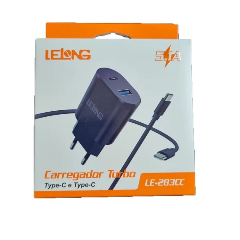 Carregador c/ 2 entradas 5.1A - usb-a e usb-c - Homologado Anatel