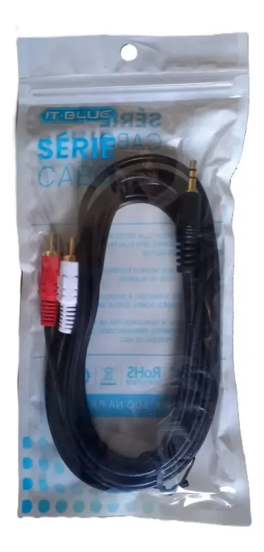 Cabo Áudio P2 Macho Para 2 Rca Macho 3 Metros Som Estéreo - Haneltech