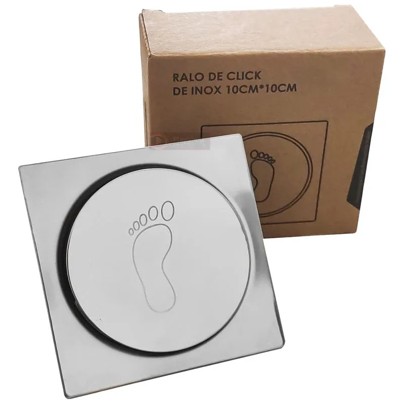 Ralos Click Inteligente Invisivel Smart Para Banheiro Lavabo Quintal Aço Inox 304 Pop Up Clic 10x10 Veda Cheiro E Inseto