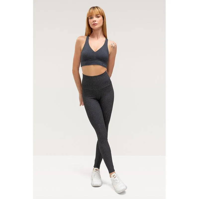 CALÇA LEGGING HIGH COMPRESSION HALTER - ESSENTIALS 26 - MESCLA PRETO GG