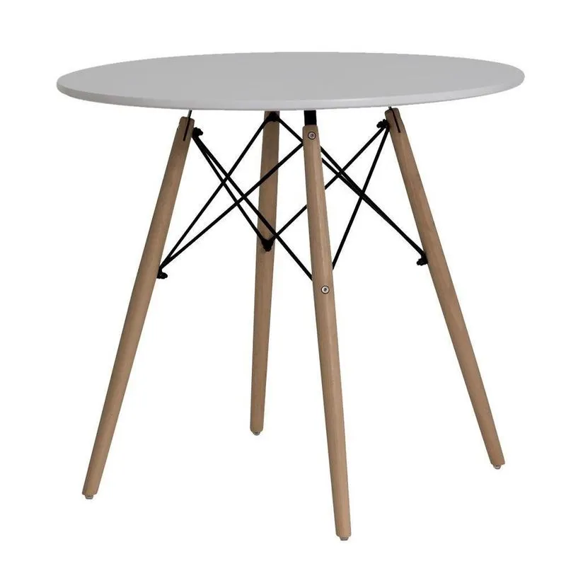 Mesa Redonda De Jantar Para 6 Lugares Charles Eames Eiffel 110cm Branco
