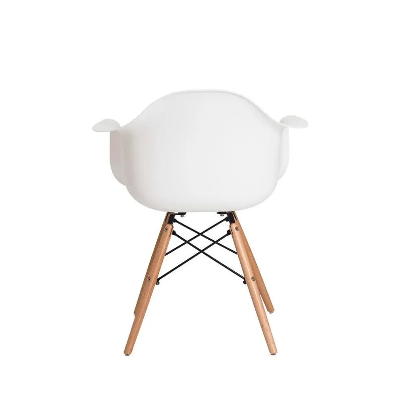 Cadeira Charles Eames Eiffel Com Braço Amarela Base Madeira