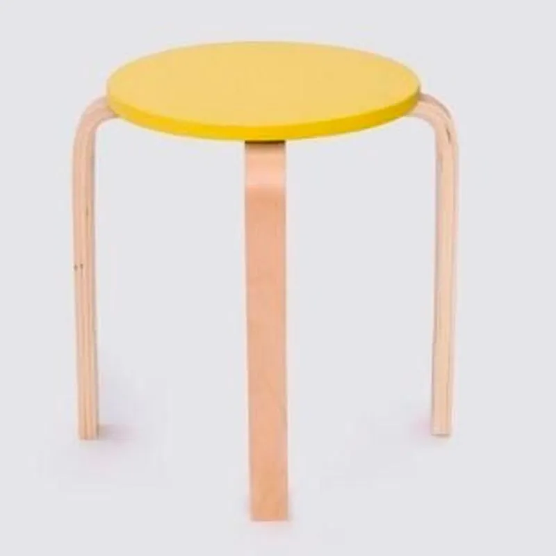 Banqueta Retro Madeira Amarelo
