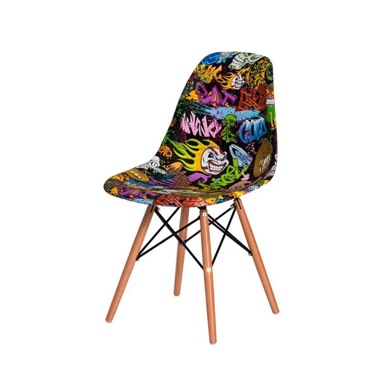 Cadeira Charles Eames Eiffel Moderna Base de Madeira