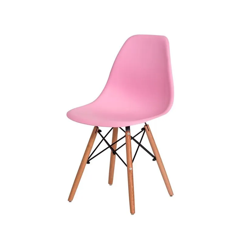 Cadeira Charles Eames Eiffel Moderna Base de Madeira