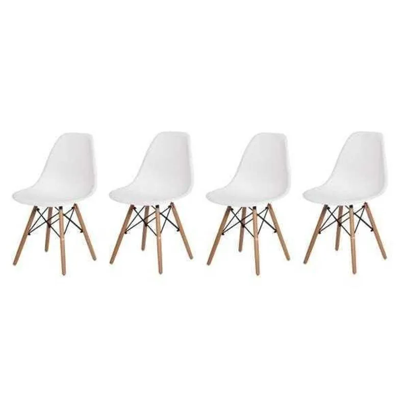 Kit 4 Cadeiras Eiffel Eames Dsw Branco Base Pp