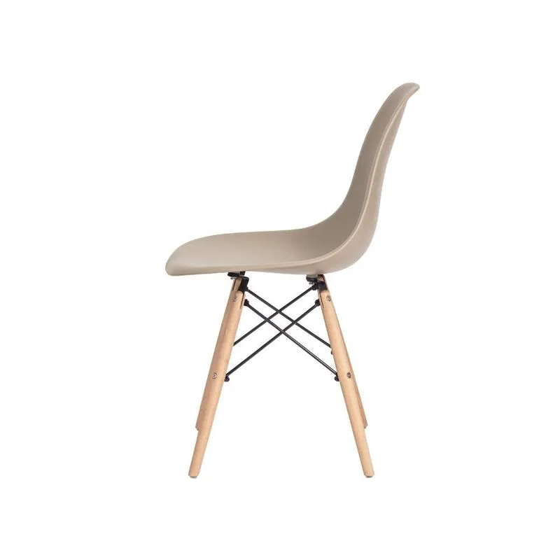 Kit 4 Cadeiras Charles Eames Eiffel Moderna com Base de Madeira Sala de Jantar Cozinha Bistrô