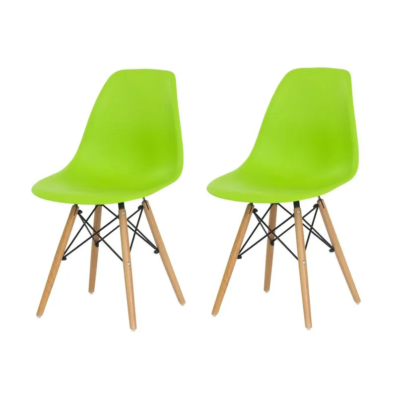 Cadeira Eiffel Eames Verde Base Madeira