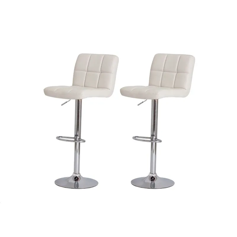 Kit 2 Banquetas Estofada Gomos Branca Base Giratória Cromada Altura Regulável Cozinha Bar Bancada