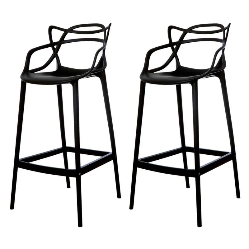 Kit 2 Banquetas Allegra Preta Polipropileno Cozinha Bistrô Bancada