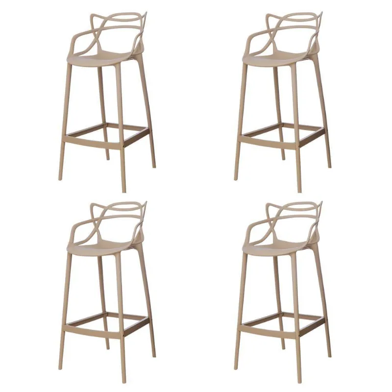 Kit 4 Banquetas Allegra Nude Cozinha Bistrô Bancada