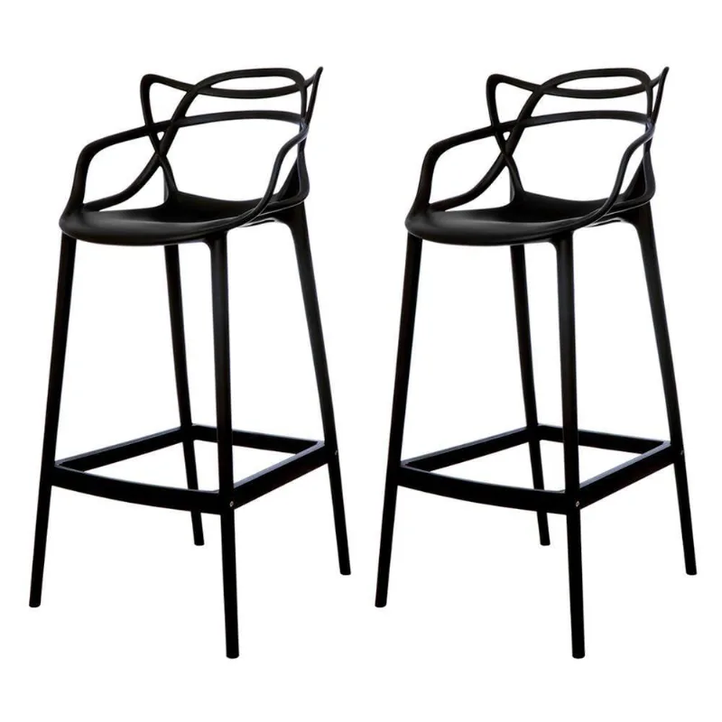 Kit 2 Banquetas Allegra Preta Polipropileno Cozinha Bistrô Bancada